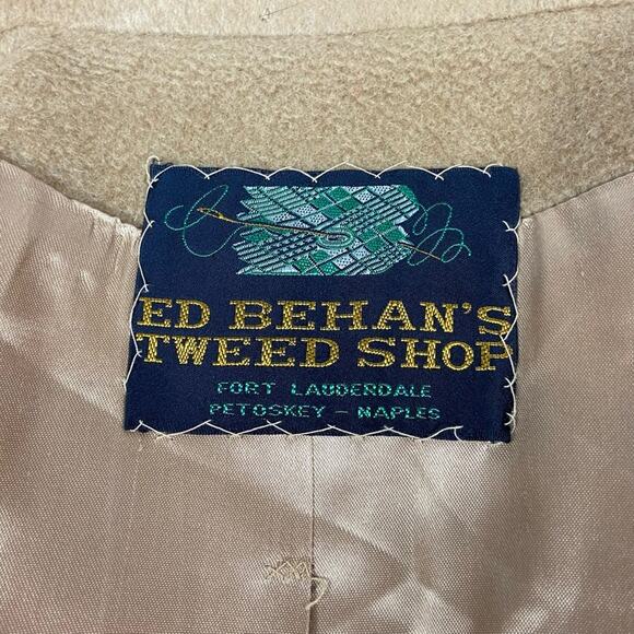 Vintage 70s Size 8 (Medium)Neutral Tan w/ Fur Accent Wool Blend Peacoat Jacket - Picture 7 of 10